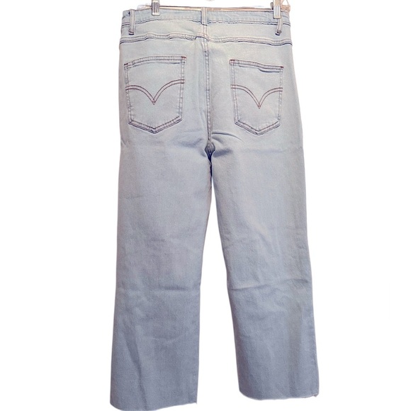 NWT Women Straight Ankle Jeans Casual Loose High Waist Denim Pants Lt Blue Large - Picture 2 of 12